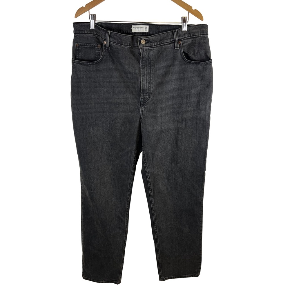 Abercrombie & Fitch The 90s Straight Ultra High Rise Jean Washed Black Sz 33 16R